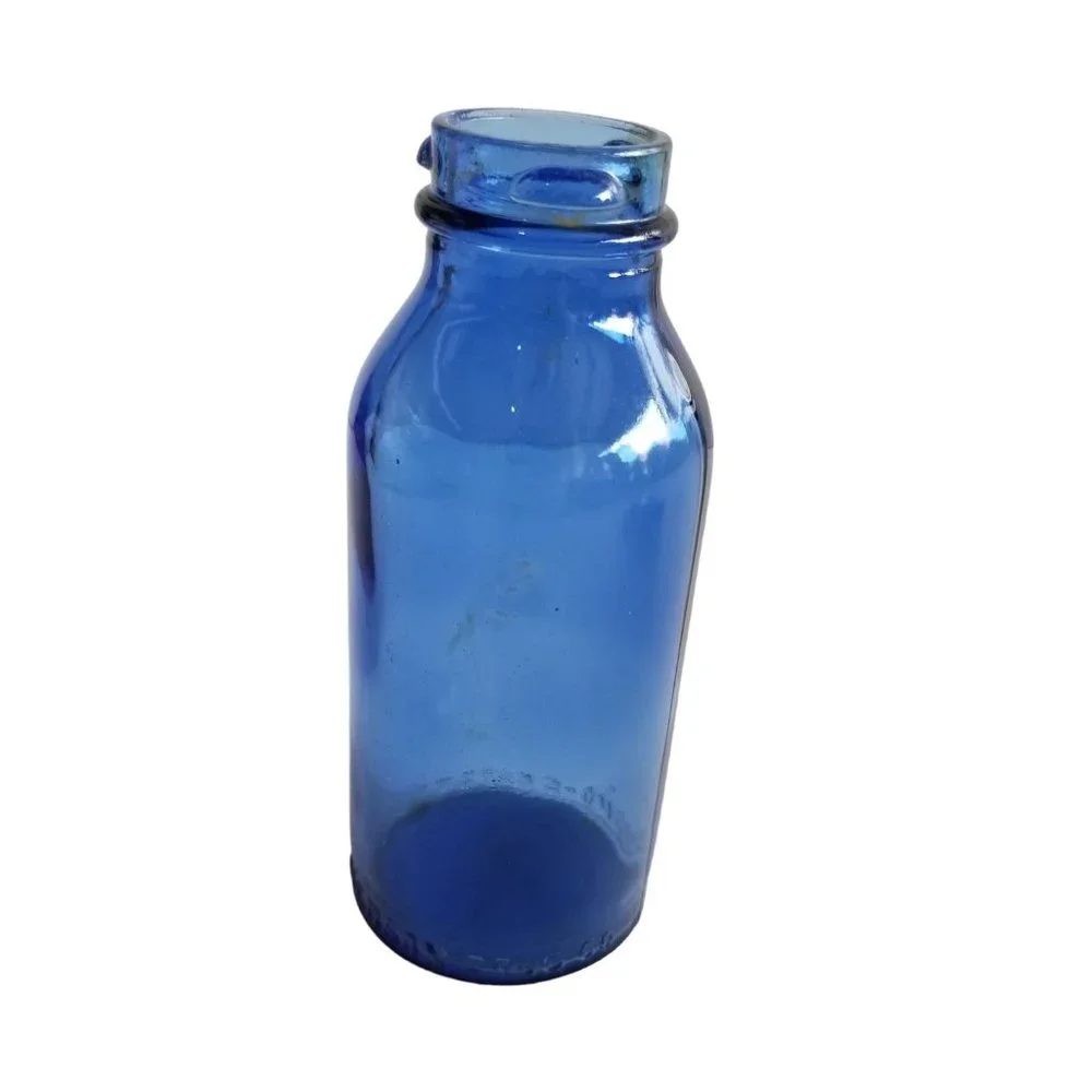 Vintage Cobalt Blue glass Bottles Bromo Seltzer Emerson Drug Co Decorative Old